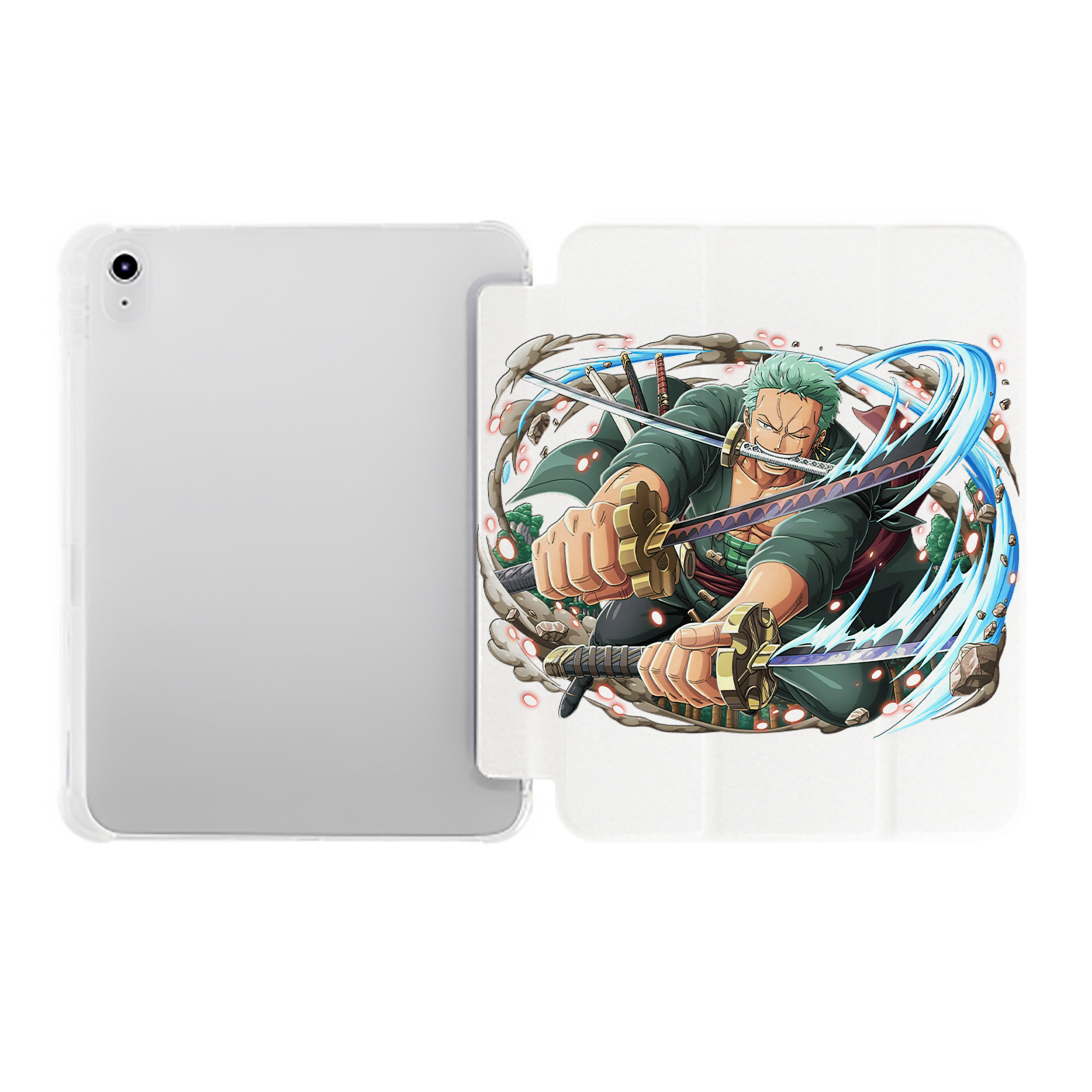 （画像用） ワンピース ロロノア・ゾロ ONE PIECE Roronoa Zoro IPad ケース ペン収納付き 三つ折りスタンド PUレザー×シリコン 対応機種9.5/10.5/10.9インチ